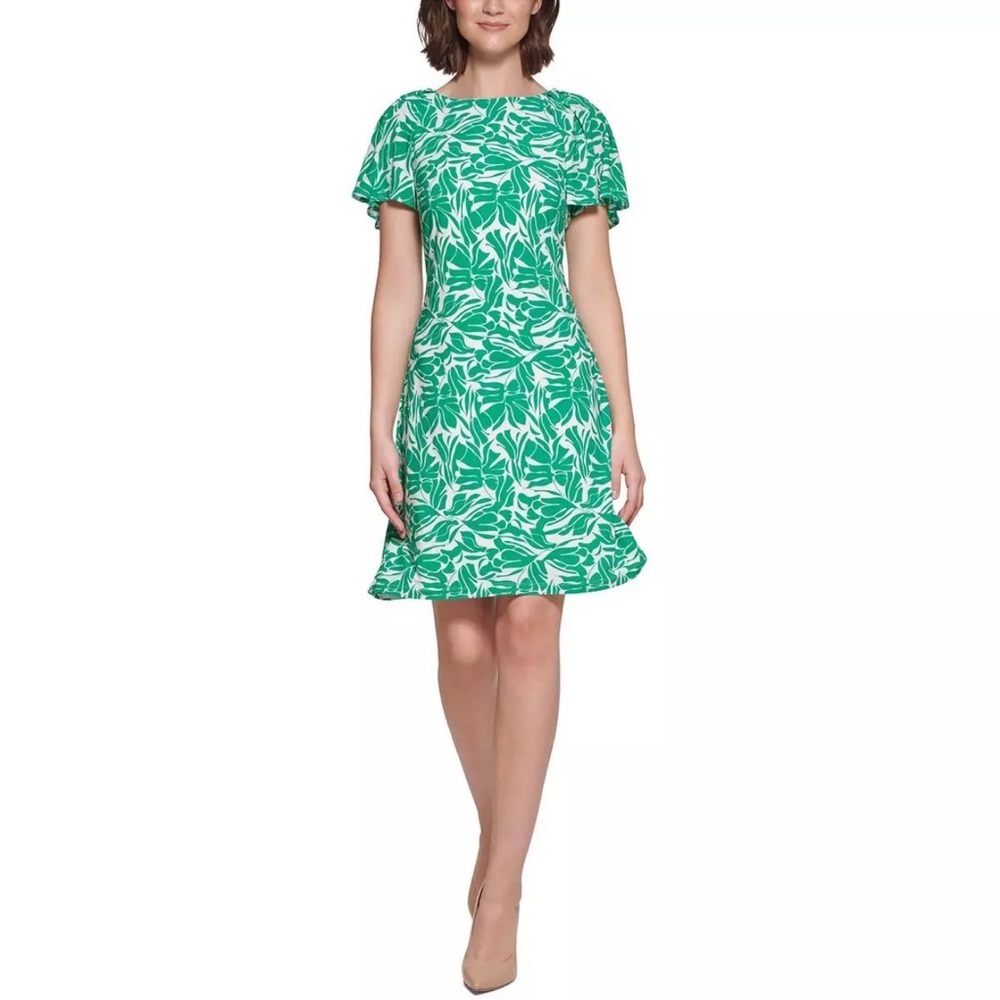 Tommy Hilfiger Women’s Green Printed Spring Work Sheath Dress Size 12